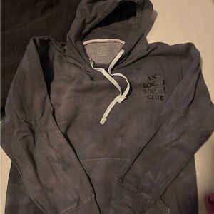 Anti Social Social Club Black Hoodie with Gray Drawstrings
